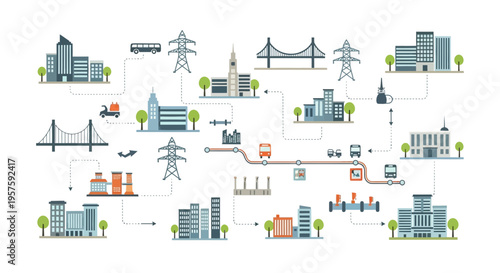 Smart City Infrastructure Network, Urban Connectivity, Energy & Transport Systems