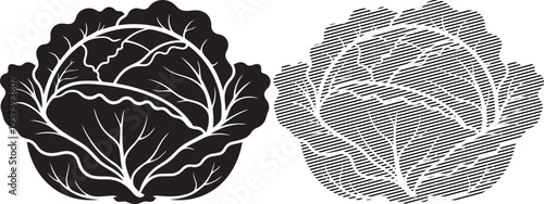 Traditional japanese mon patterns featuring cabbage motifs in black and white designs