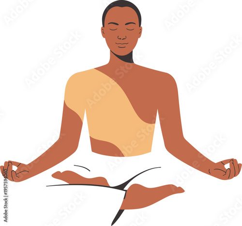 Woman meditates peacefully in lotus position practicing mindfulness.
