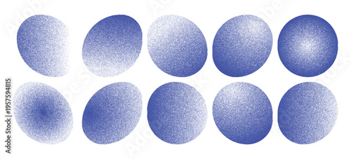 Set of blue photocopy grain textures with grainy gradient effects