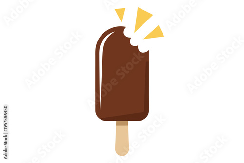 Chocolate ice cream bar on a stick with bite taken off  sweet treat