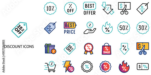 Discount simple concept 24 color icons set .Vector illustration.