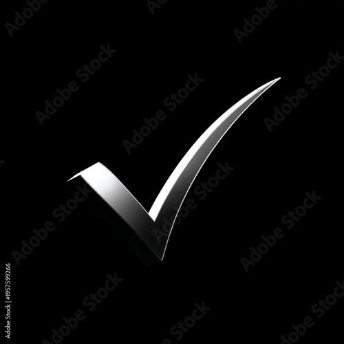 Shiny Metal Check Mark Symbol.