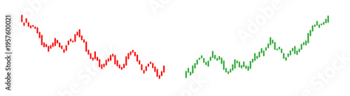Stock trade chart. Trading graph. Red candle forex market isolated on white background. Candlestick investment finance. Stockmarket price. Falling and rise business. Down, trade. Vector illustration