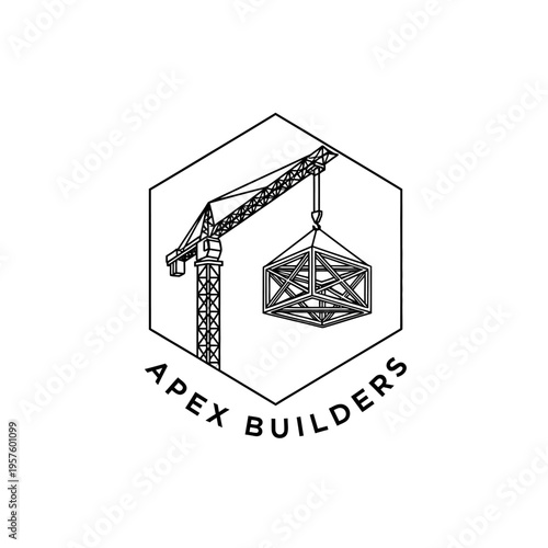 Modern house renovation logo with wrench and hammer tools, isolated white background.