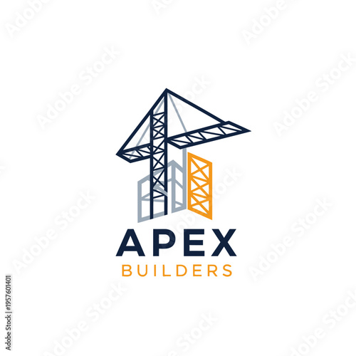 Modern house renovation logo with wrench and hammer tools, isolated white background.