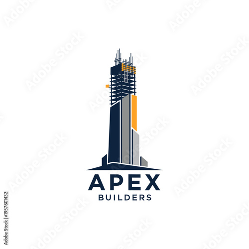 Modern house renovation logo with wrench and hammer tools, isolated white background.