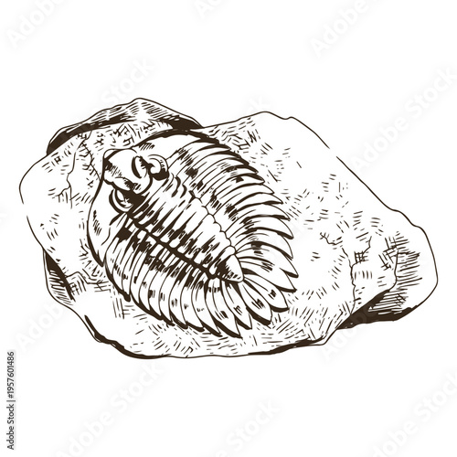Sea fossil hand drawn rock