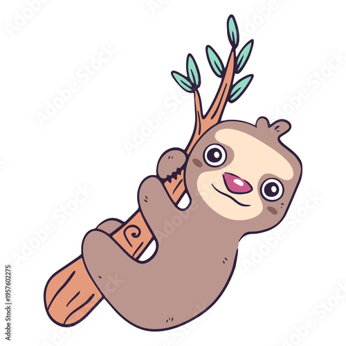Cute sloth twig animal
