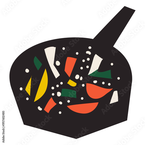 illustration of saut&eacute;ed vegetables