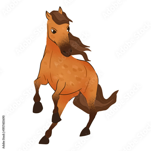 Dark brown horse galloping