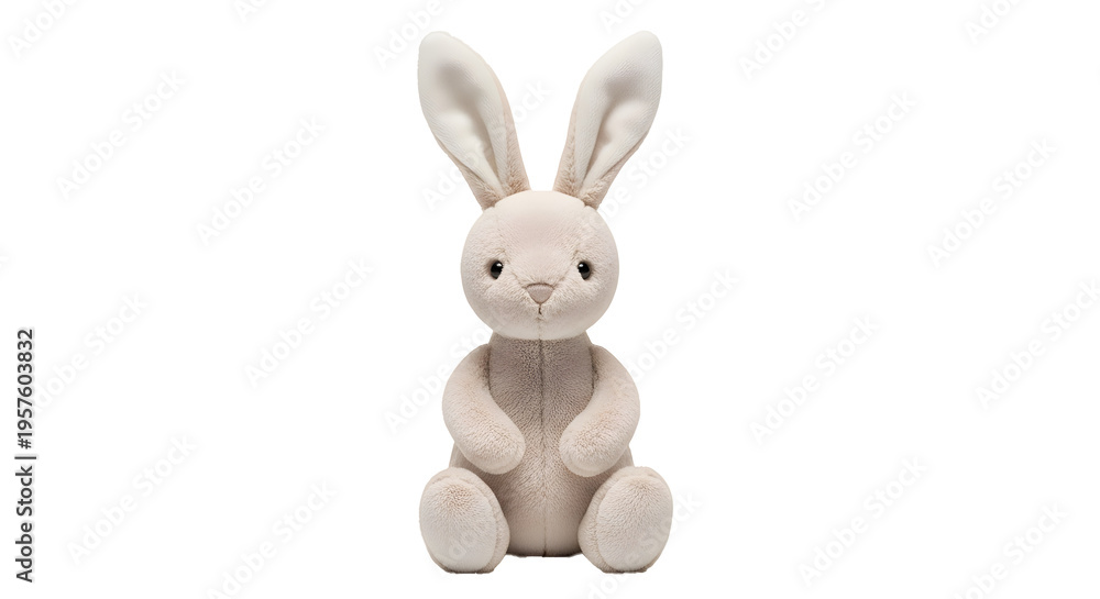 Obraz premium A white stuffed rabbit toy with long ears and a cute expression