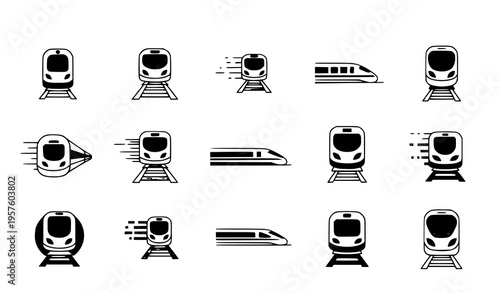 High-speed train logo vector set modern railway icons isolated on white for transportation and transit design