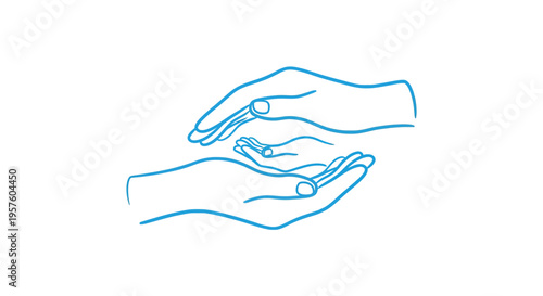 A simple line drawing depicts two hands gently cupping and offering something small high quality professional