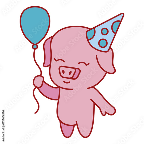 Pork with birthday hat