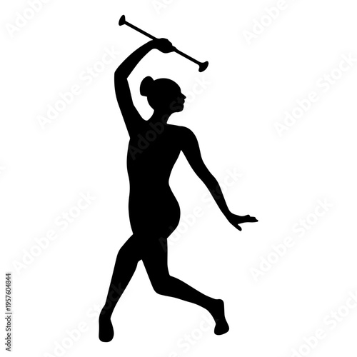 Gymnast performing baton twirling