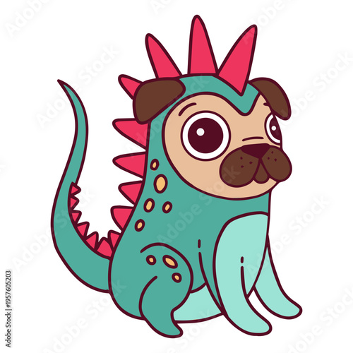 Cartoon pug with spikes sitting