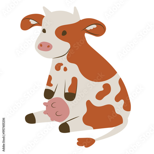 Cartoon cow sitting