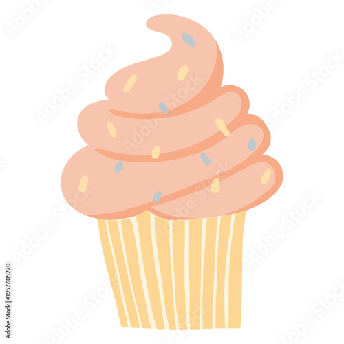 Pink cupcake with sprinkles