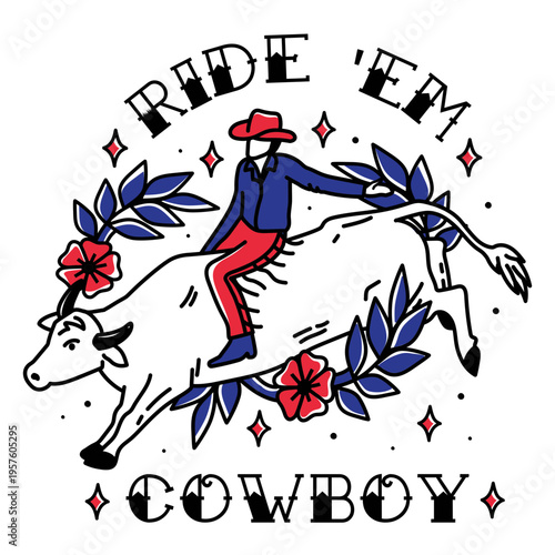 Cowboy riding a bull
