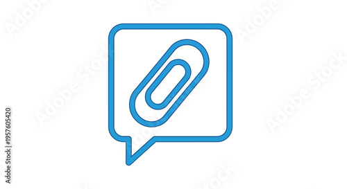 A simple line drawing depicts a paperclip inside a speech bubble outline high quality professional detailed