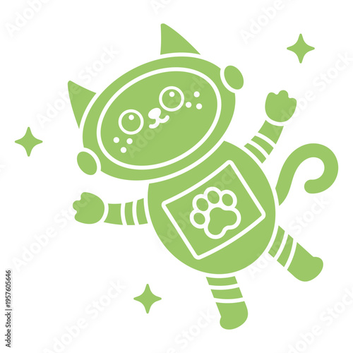 Space cat cartoon cut out character