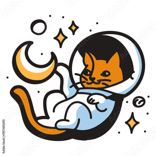 Cat in a spacesuit sitting on the moon