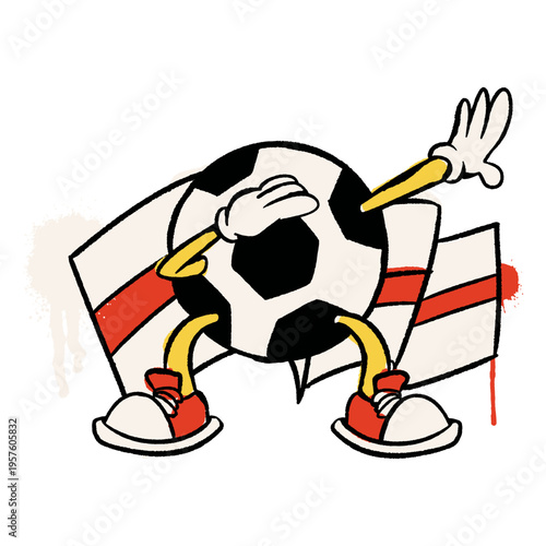 England flag soccer ball retro cartoon