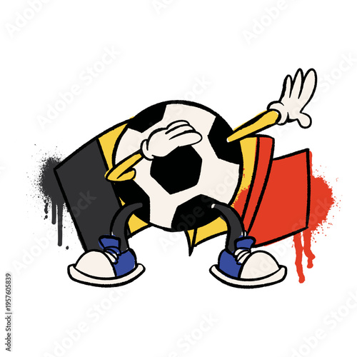 Germany flag soccer ball retro cartoon