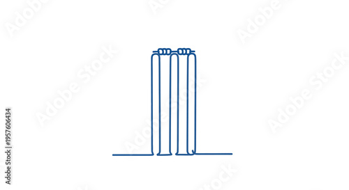 A minimalist line drawing depicts cricket wickets representing the sport and its equipment high quality professional
