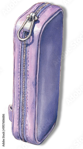 Purple leather zippered pouch case.