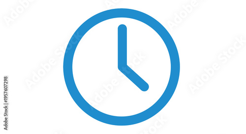 A simple flat blue clock icon depicting ten o clock with circular design high quality professional detailed