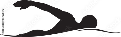 Swimmer in freestyle stroke silhouette
