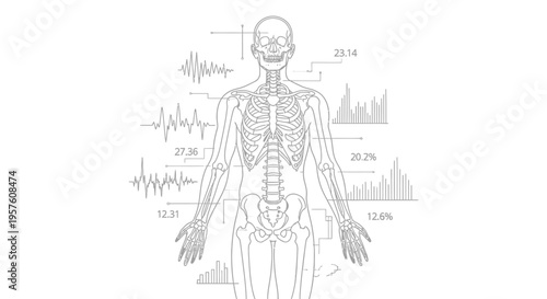 Human Skeleton with Medical Data Overlay.