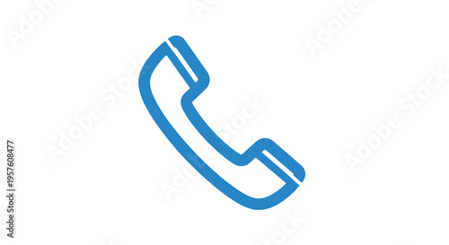 A simple flat blue icon depicting a classic telephone handset on white background high quality professional