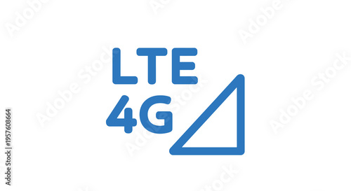 A blue lte 4g signal icon displaying wireless connectivity with a triangular shape high quality professional