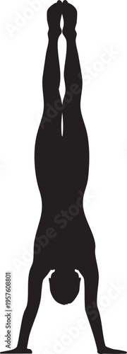 Silhouette of a person performing a handstand