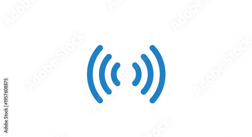 A simple blue wifi signal icon is displayed against a stark white background high quality professional
