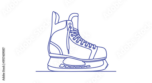 A simple line drawing depicts a single ice skate showing its laces and blade high quality