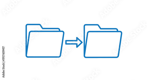Two file folders are depicted with an arrow suggesting data transfer or movement high quality professional