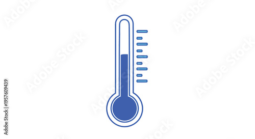 A simple blue outline of a thermometer displaying a moderate temperature reading high quality professional detailed