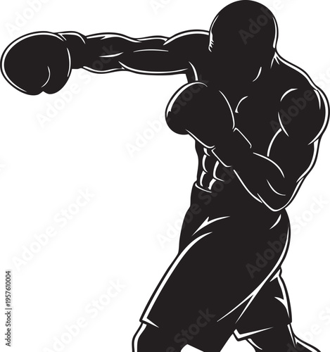 Boxer in motion a silhouette of strength and agility