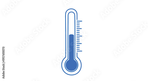 A simple blue thermometer graphic displays a moderate temperature reading with clear markings high quality professional
