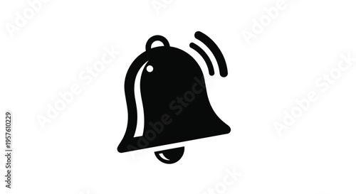 Simple black silhouette of a classic bell with a clapper