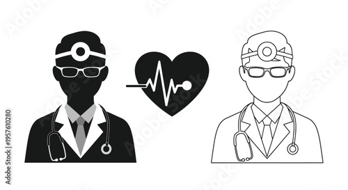 Medical professionals and a heart monitor displaying an electrocardiogram rhythm