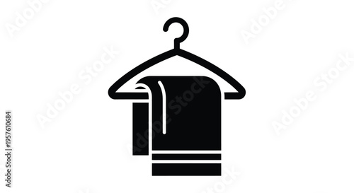 Black silhouette of a towel draped over a clothes hanger