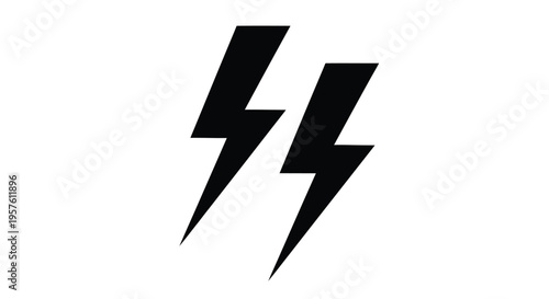 Two black lightning bolts against a white background silhouette