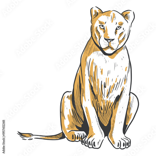 Lion duotone female sit