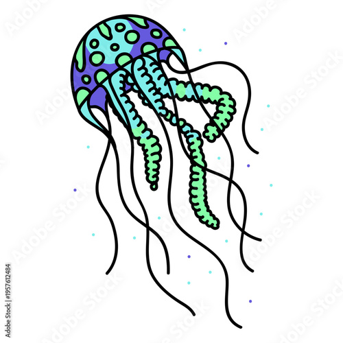 Colorful jellyfish in the sea