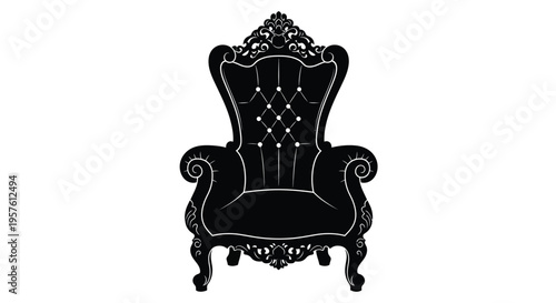 Ornate armchair design with detailed carvings a striking silhouette